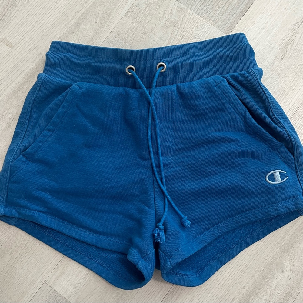 champion blue reverse weave shorts